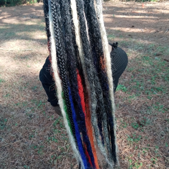 Black colorful rainbow ombre Loc extensions - Picture 8 of 10